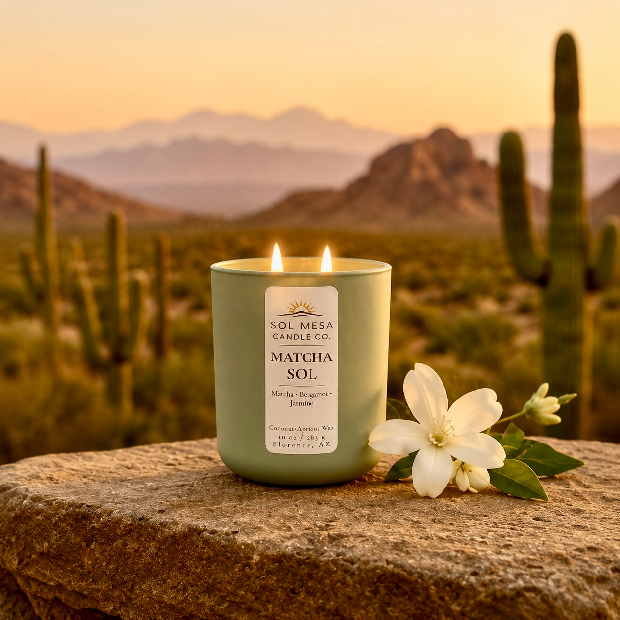Matcha Sol Candle – Green Tea, Bergamot & Jasmine | Sol Mesa Candle Co.