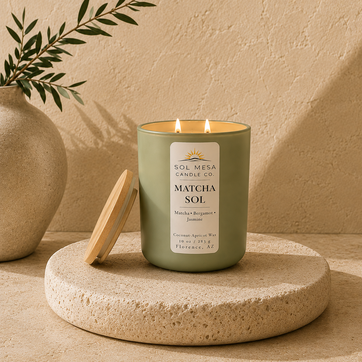 Matcha Sol Candle – Green Tea, Bergamot & Jasmine | Sol Mesa Candle Co.